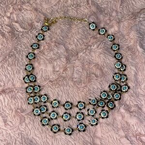 Floral Gold and Blue Necklace